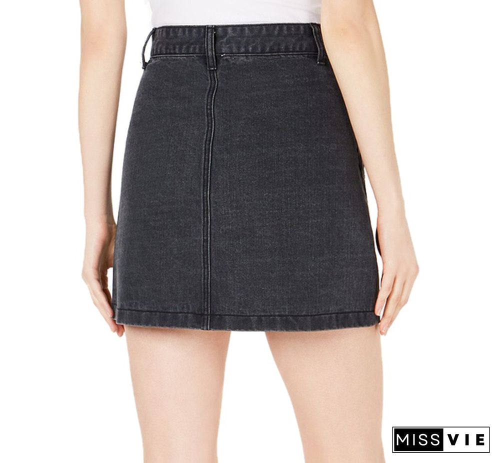 Sage the Label | Bisous Cotton Denim Mini Skirt | Black