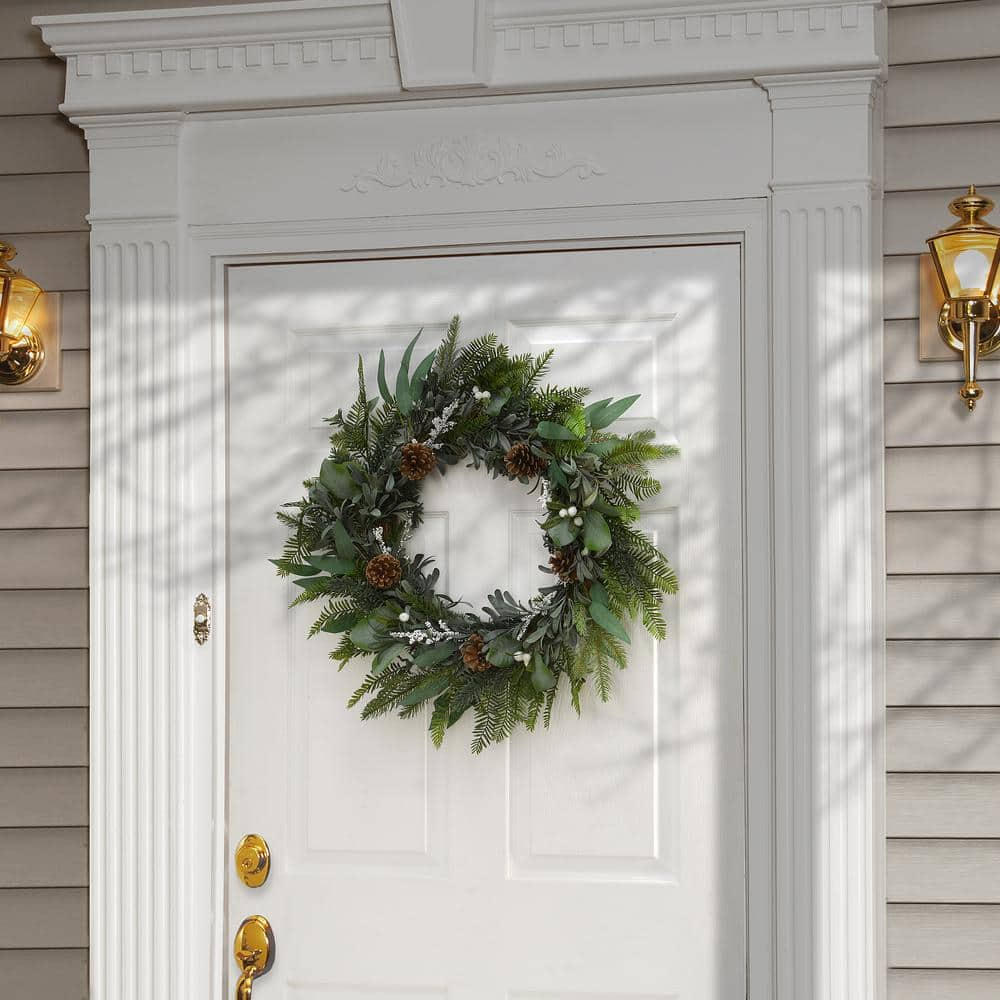  24 in. Artificial Mixed Leaf Christmas Wreath RAC-XQ00153-1