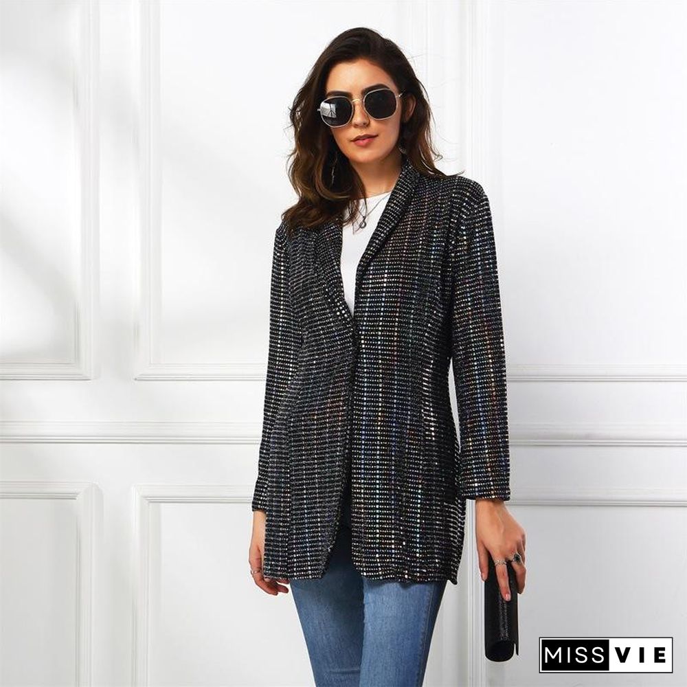 Black Sequin Chic Suit Jacket