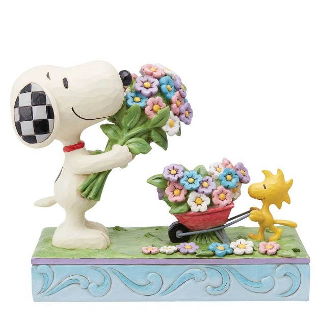 Jim Shore Fresh Picked Blooms One Figurine 6 0 Inches Snoopy Woodstock Flowers 6014344 Polyresin Multicolored