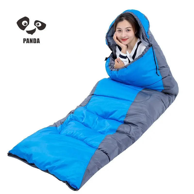 4 Seasons Spring Gsm Style Fabric Mummy Outdoor Camping Hiking Lightweight Portable Envelope Cotton Sleeping Bag With Hood