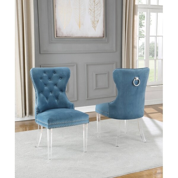 Best Quality Furniture Button Tufted Nailhead Wingback Chairs Acrylic-Set of 2