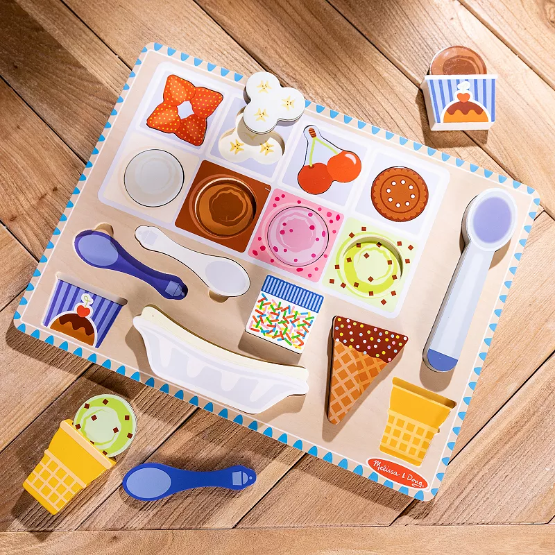 Melissa and Doug Ice Cream Wooden Magnetic Puzzle Play Set