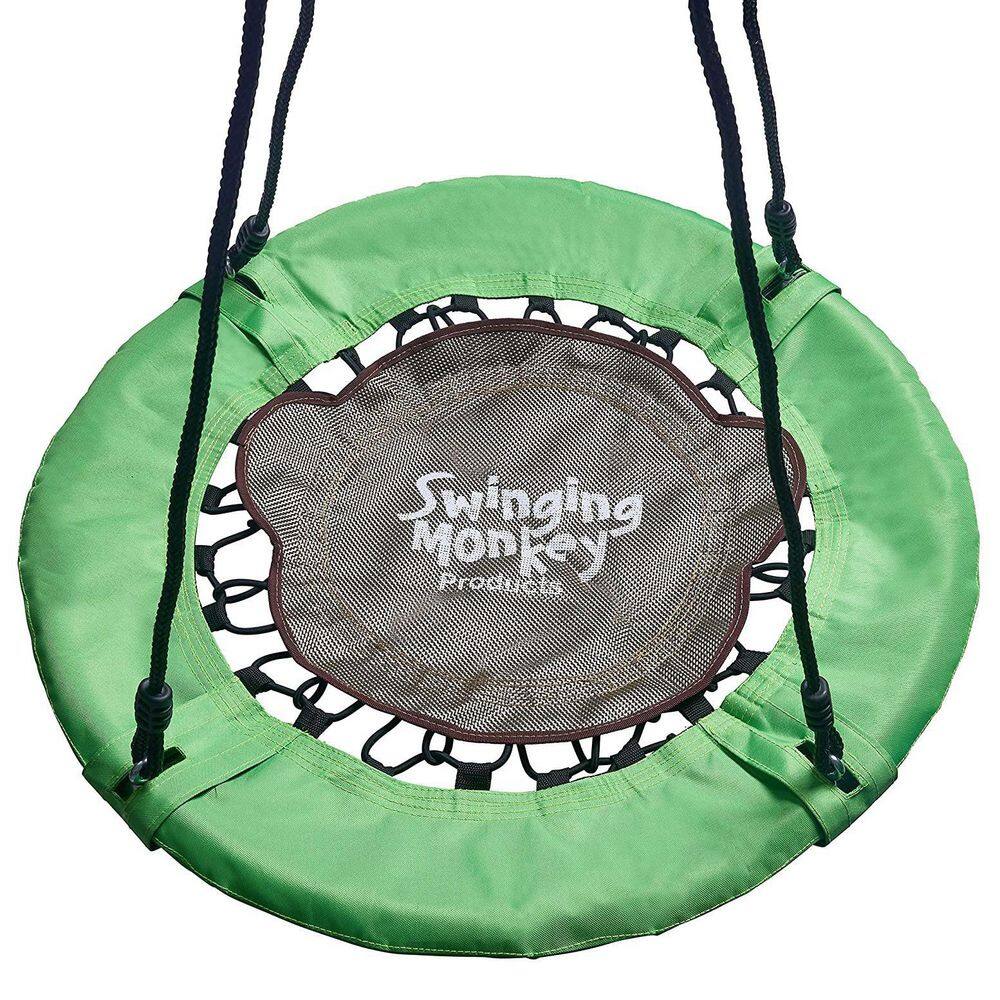 SWINGING MONKEY PRODUCTS Giant 30 in. Green Weatherproof Disc Bungee Outdoor Tree Saucer Swing SWG-GRN-76