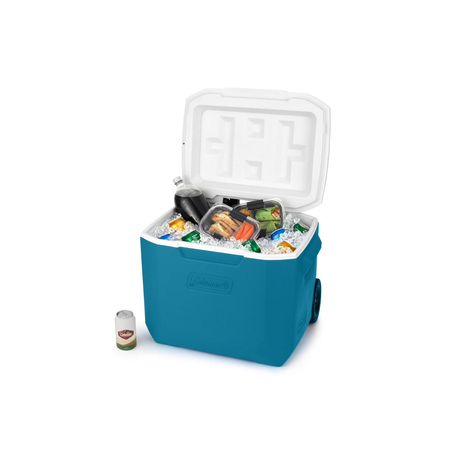 Coleman Chiller 60QT Hard Cooler With Wheels， Ocean Blue