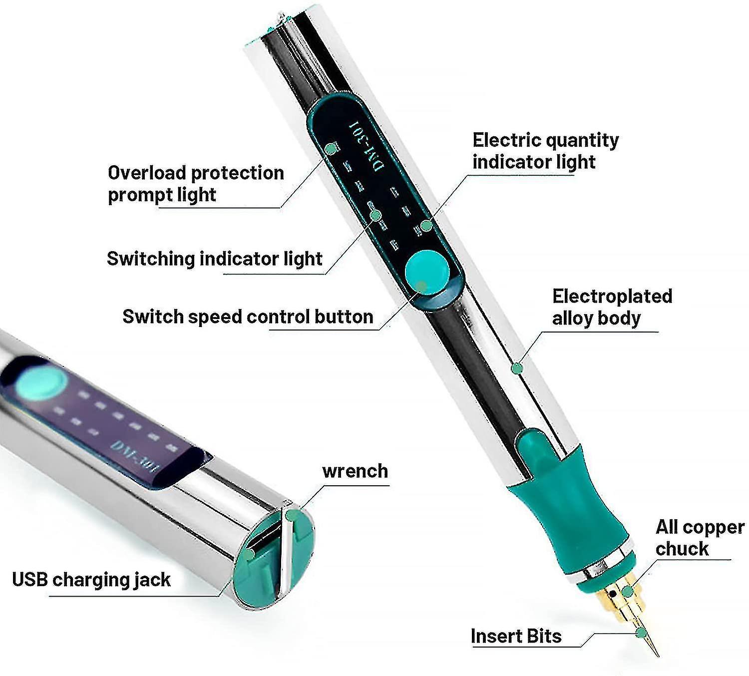 Usb Rechargeable Mini Engraving Pen， Engraving Tool Kit