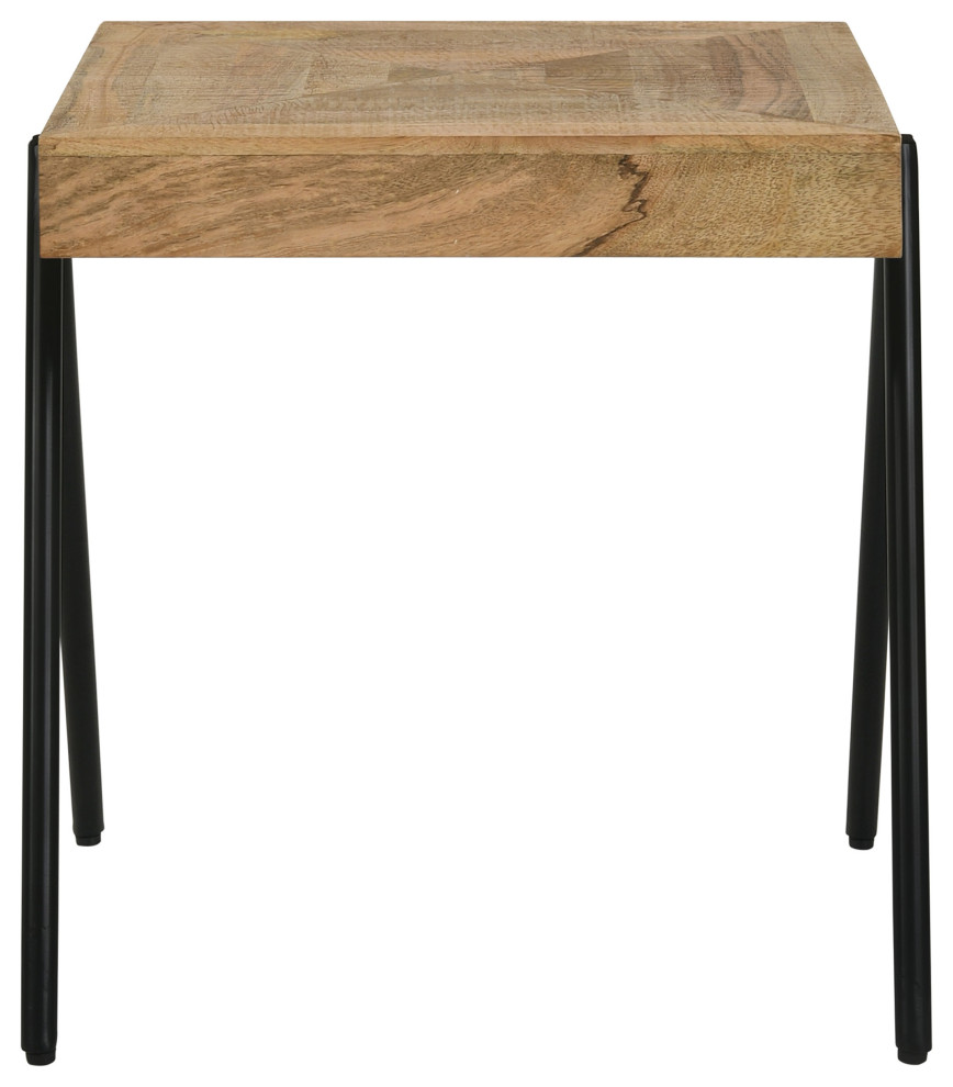 Avery Square End Table With Metal Legs Natural and Black   Modern   Side Tables And End Tables   by Modon  Houzz