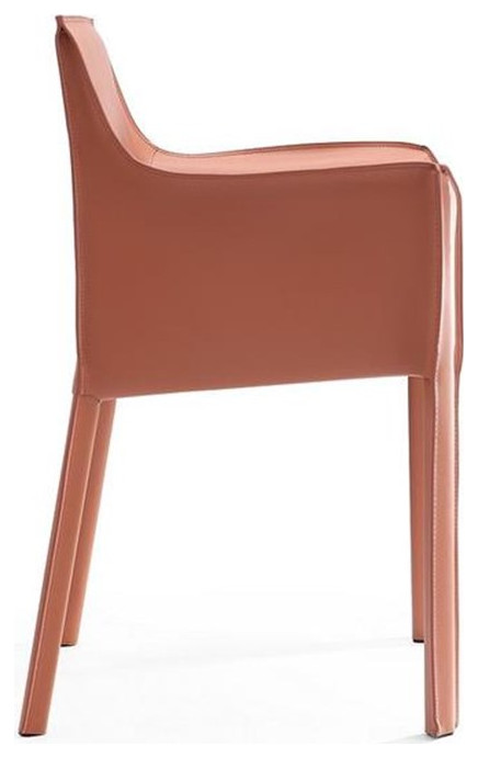 Manhattan Comfort Paris 17.32 quotLeather Dining Chair in Coral Orange (Set of 8)   Midcentury   Dining Chairs   by Homesquare  Houzz