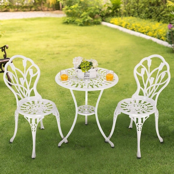 Outdoor Patio Cast Aluminum 3 Piece Bistro Set