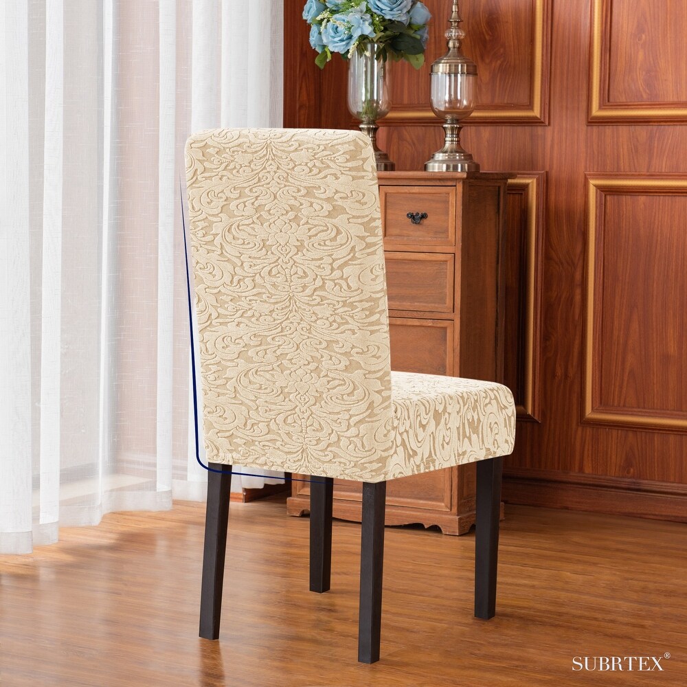 Subrtex Set of 2 Stretch Dining Chair Cover Jacquard Damask Slipcovers