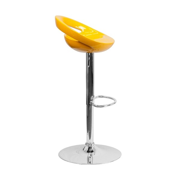 Contemporary Plastic Adjustable Height Bar Stool With Chrome Base