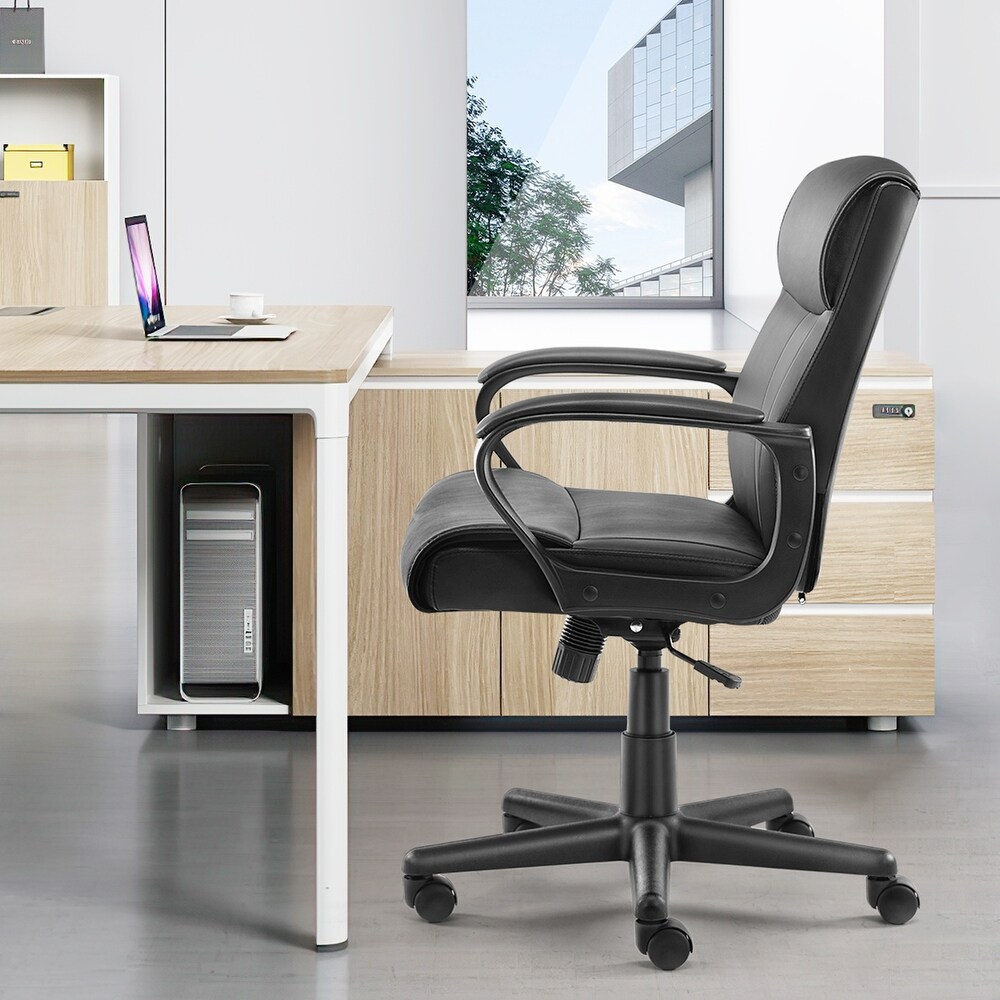 Mid Back Desk Chair Swivel Office Chair Accnet Chair with Padded Armrests