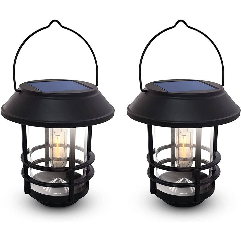 DARTWOOD Solar Wall Lanterns - Outdoor Mounted Wall Lanterns for Your Yard Patio or Walkway (2 Pack Black) SolarWallLantern2pUS