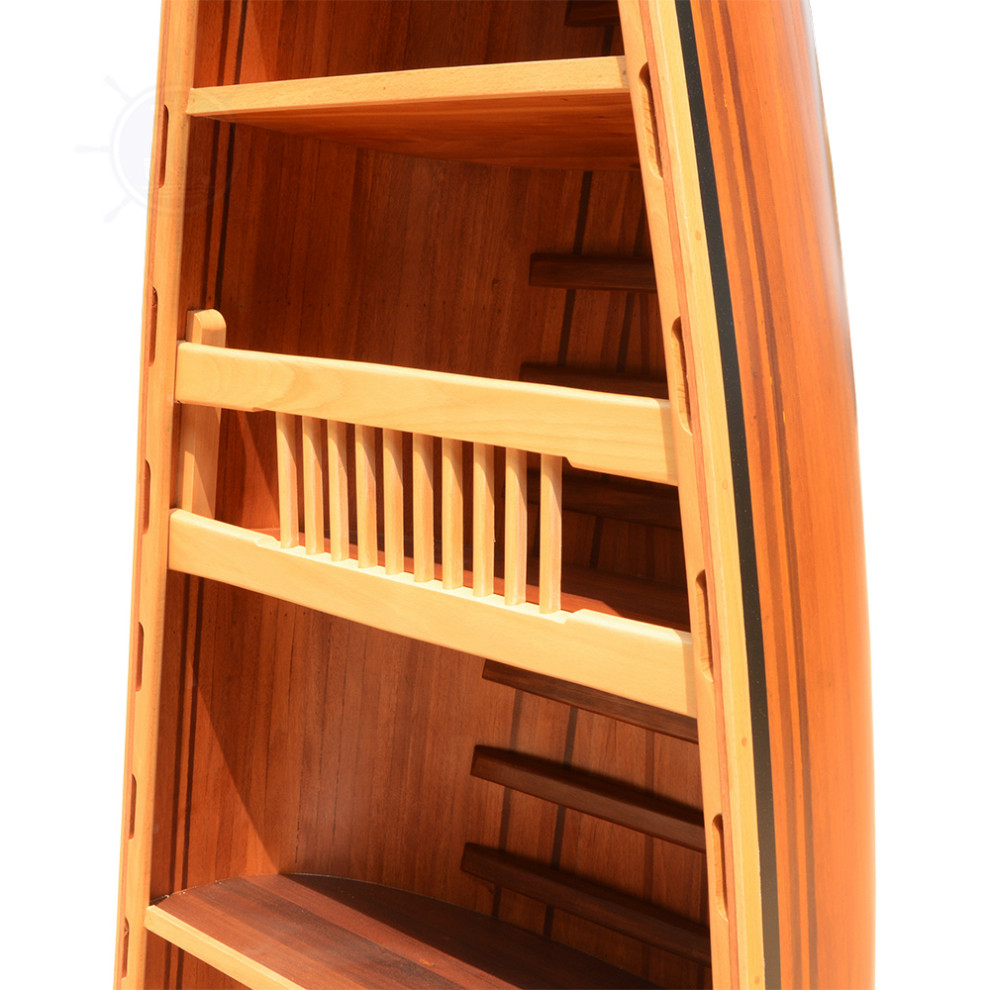 Wooden Canoe Book Shelf (Western Red Cedar  wood) handmade wooden boat   Beach Style   Bookcases   by Old Modern Handicrafts  Inc.  Houzz