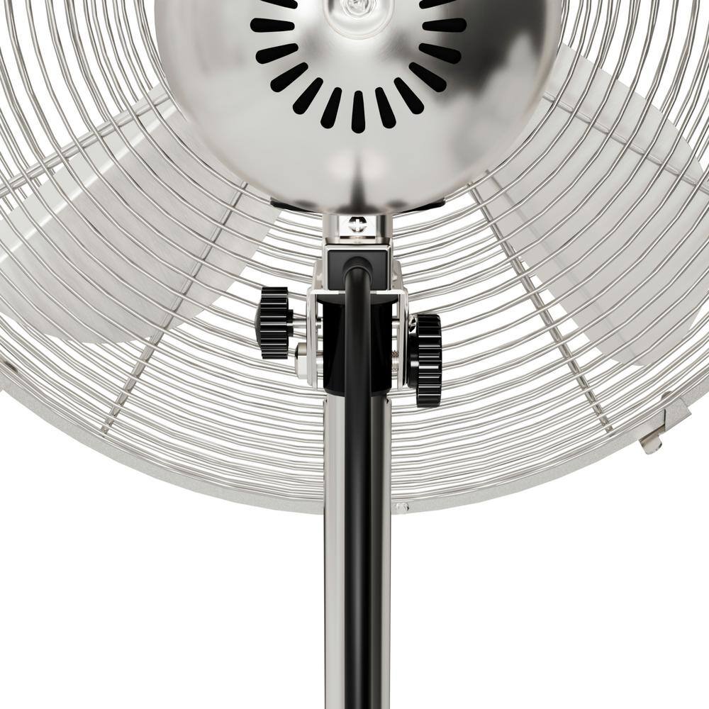 Hunter Classic 16 in. 3-speed Pedestal Fan in Brushed Nickel with Non-slip Base and Easy-Carry Handle 97317