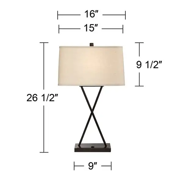 Set of 2 Modern Table Lamps with USB LED Bronze Metal - 16