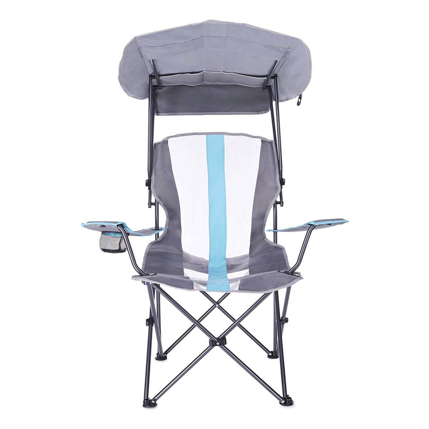 Kelsyus Premium Portable Camping Folding Lawn Chair with Canopy， Blue - 80185