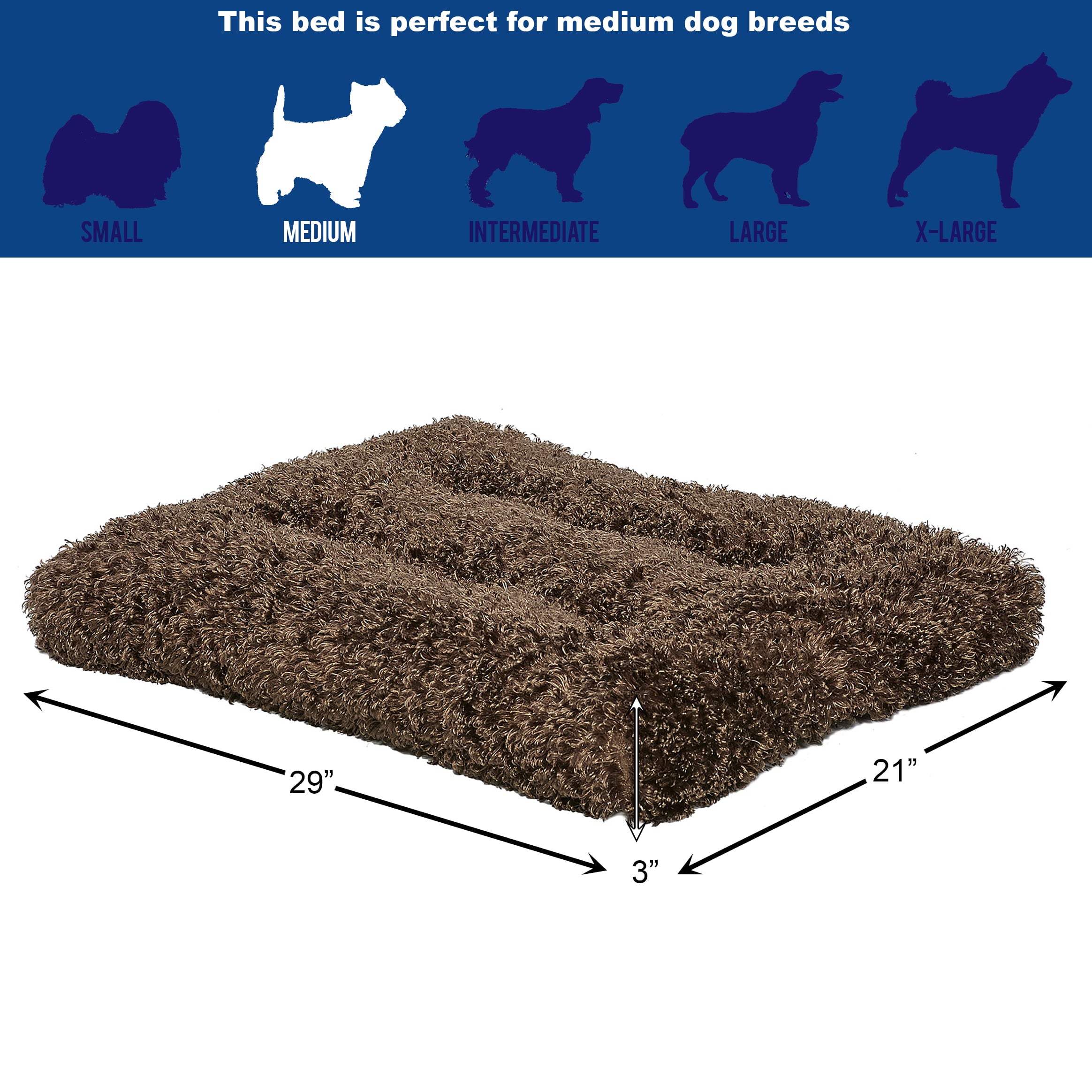 MidWest Quiet Time Dog Bed & Crate Mat, Deluxe Ombre Swirl, 30", Cocoa Brown