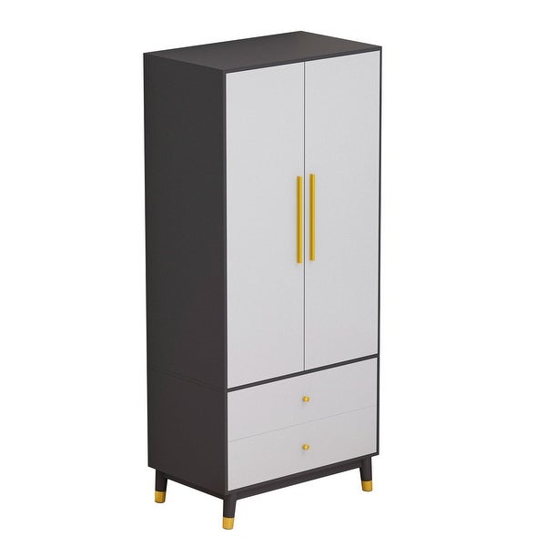 Wardrobe Closet Armoire with 2 Doors Wooden Clothes Storage Cabinet - - 36854163