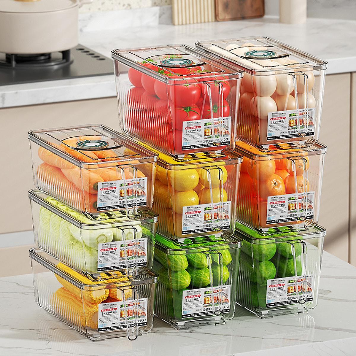 Box Refrigerator Crisper Clear Box Egg Drawer To Go Containers With Lids Fruit Storage Box Fridge Preservation Box Fridge Organizer (green Small)