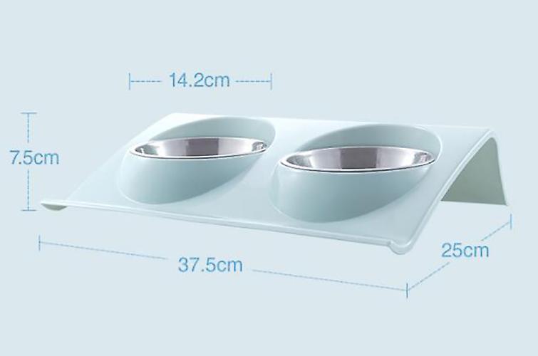 Miman Double Angled Cat Bowl， Cat Bowl， Double Cat Bowl， Raised Cat Food And Water-blue，l