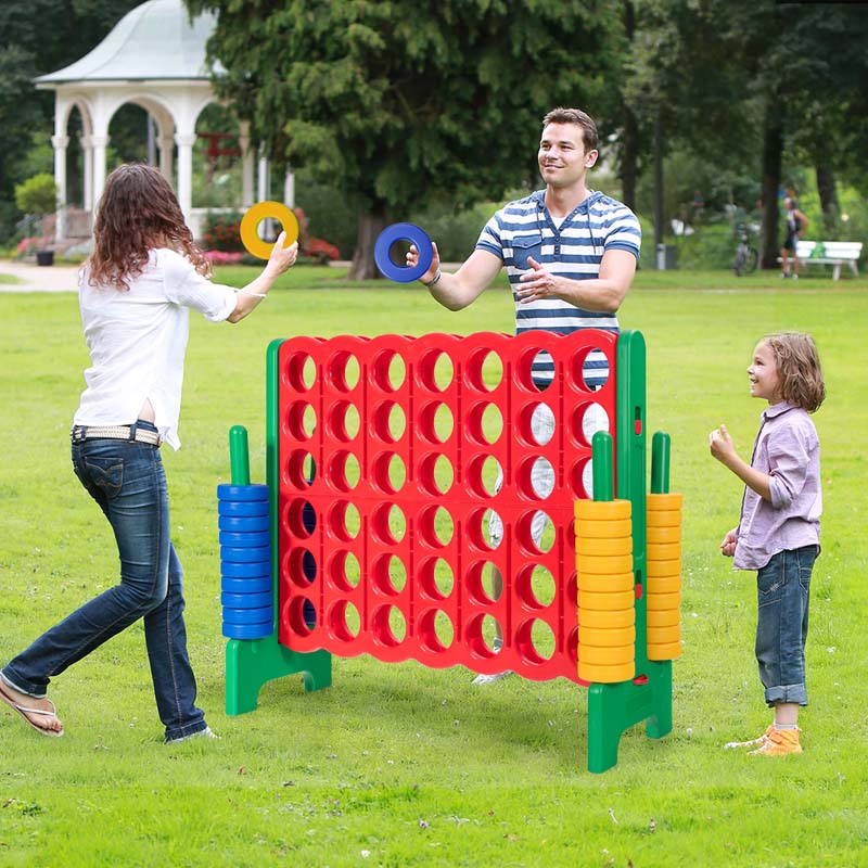 Giant 4-In-A-Row, Jumbo 4-to-Score Giant Game Set with 42 Jumbo Rings & Quick-Release Slider