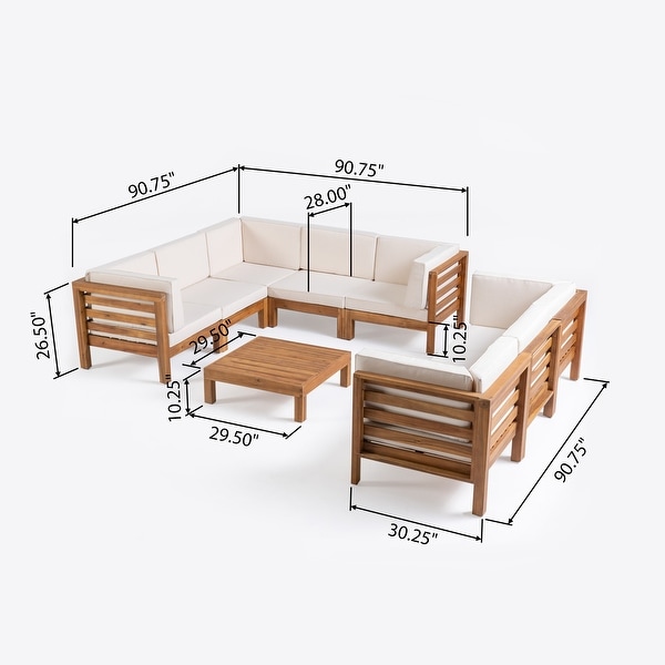 Oana Outdoor 9Piece Acacia Wood Sectional Sofa Set with Coffee Table by Christopher Knight Home