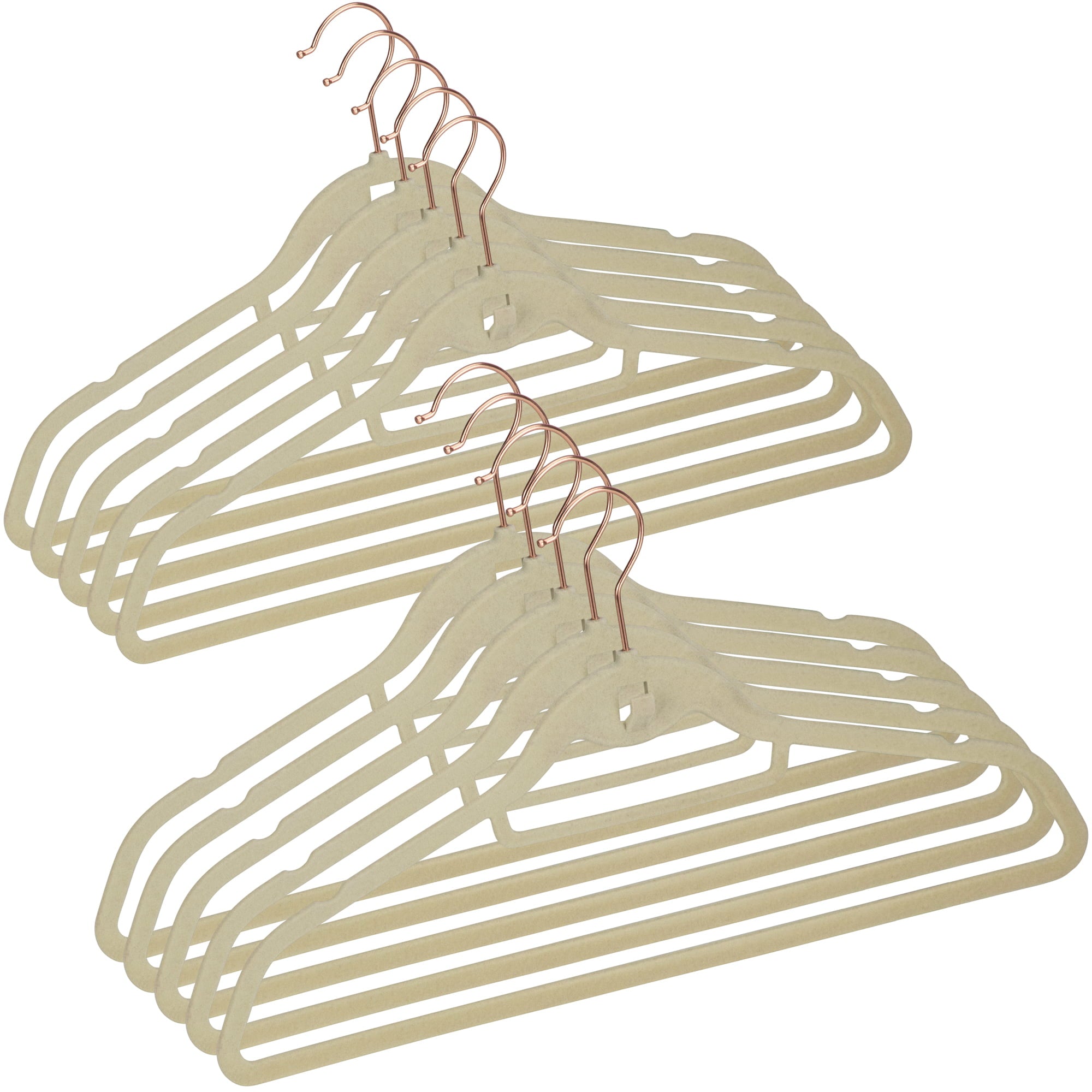 DecorRack Non Slip Velvet Clothing Hangers, 10 Pack, Ivory