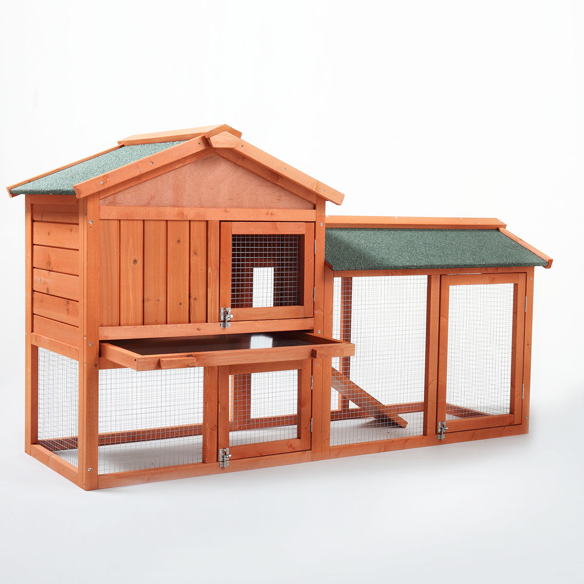 Veryke Indoor Rabbit Hutch， Rabbit Cage， Wooden Bunny Cages with Run Hen Coop， Rabbit House Backyard Shelter， Orange