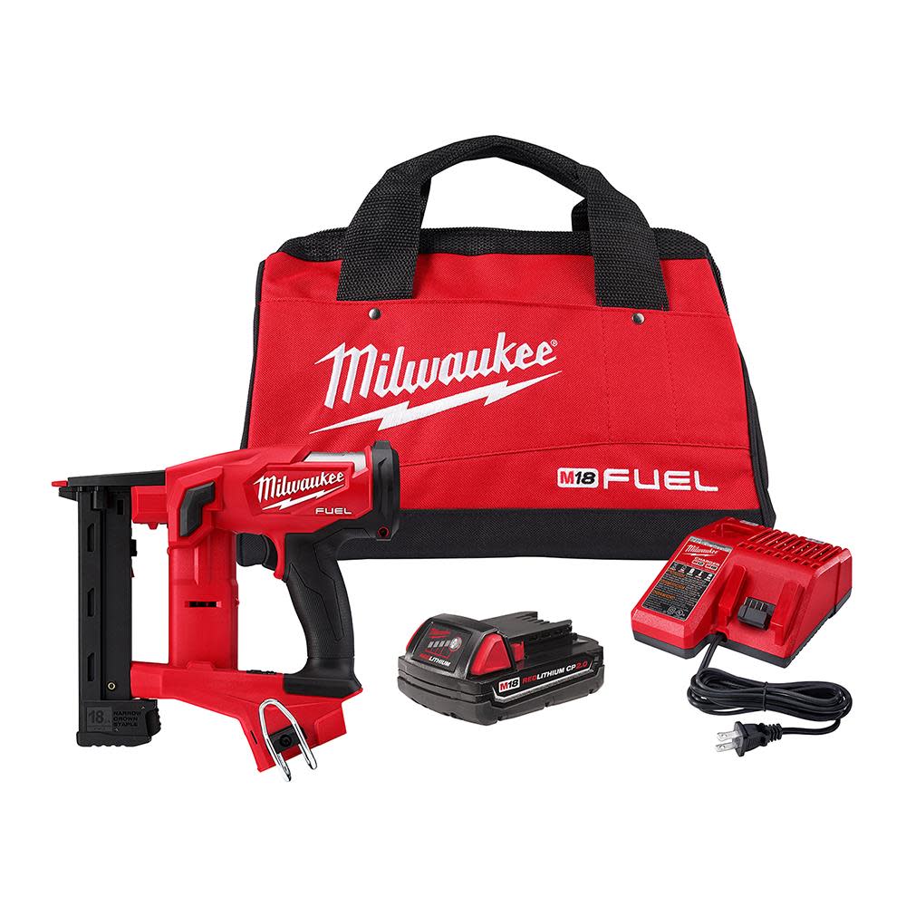 Milwaukee M18 FUEL 18 Gauge 1/4 in. Narrow Crown Stapler Kit 2749-21CT from Milwaukee