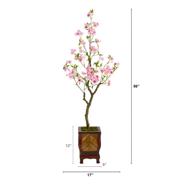 Nearly Natural 56-in Cherry Blossom Artificial Tree In Decorative Planter