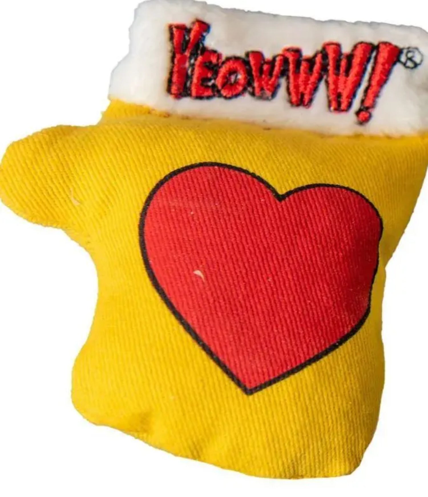 Yeowww! Holiday Catnip Kitten Mittens Cat Toy Yellow Heart