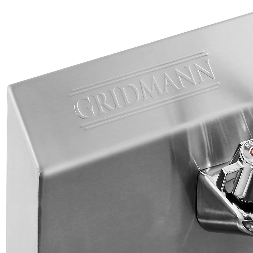 GRIDMANN 17 in. Stainless Steel 18-Gauge Wall Mount 1-Compartment Commercial Kitchen Hand Sink with Faucet REST-SINK-HS-GR13-SERV1