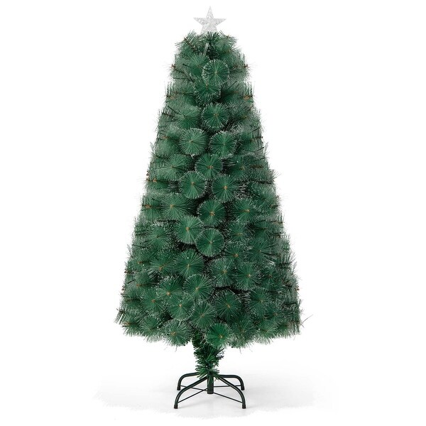 Costway 5FT/6FT/7FT PreLit Fiber Optic Christmas Tree Xmas Decor with