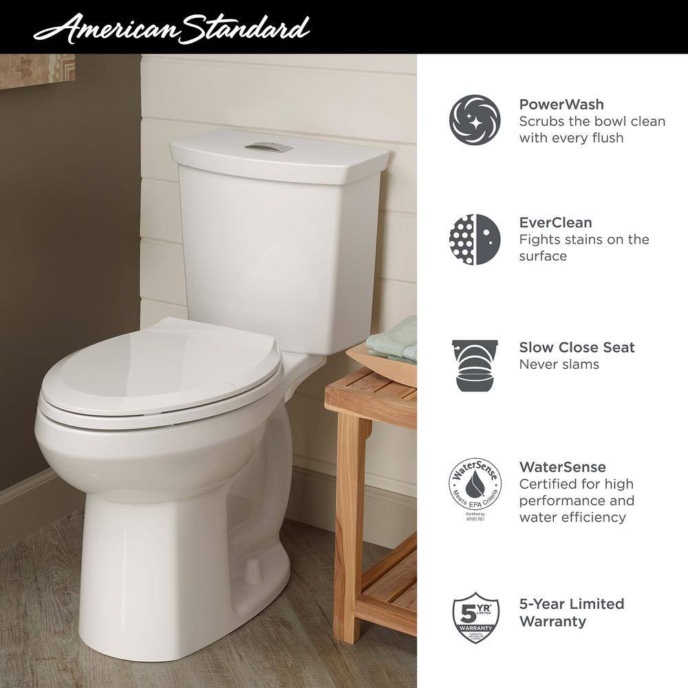 American Standard Cadet 3 Tall Height 2-piece 1.01.6 GPF Dual Flush Round Toilet in White Seat Included 3380BA216ST.020