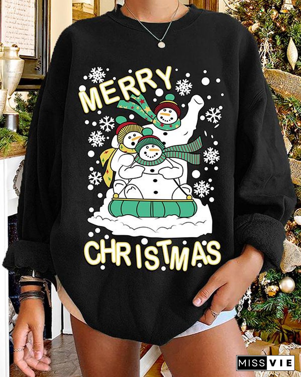 Christmas Print Pullover Women's Sweatshirt