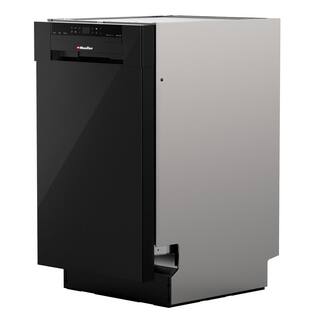 MUELLER 18 in. Black Stainless Steel Front Control Digital Built-In Dishwasher with 3-Stage Filtration 6 Smart Wash Programs DW-1800