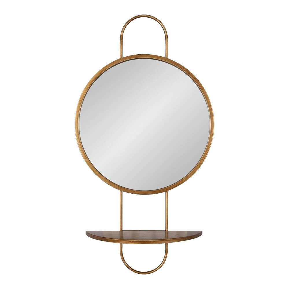 Kate and Laurel Patel Round Mirror with Shelf