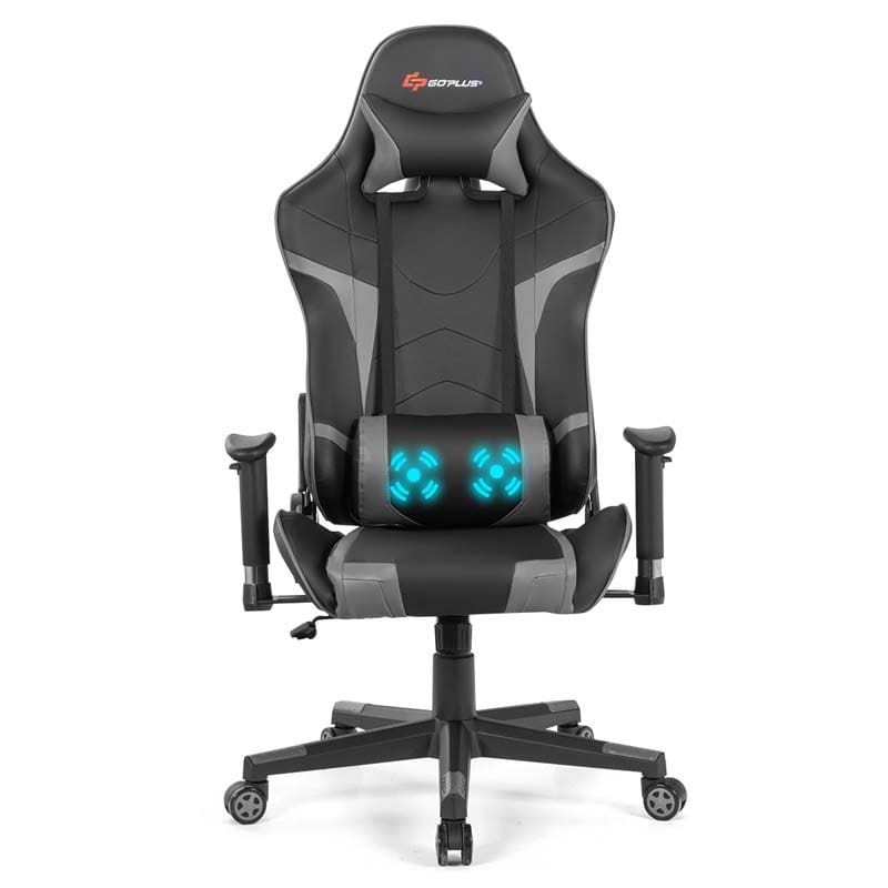 Ergonomic Swivel Massage Gaming Chair Recliner, E-Sport Gamer Racing Chair, Computer Office Chair with Headrest & Lumbar Support