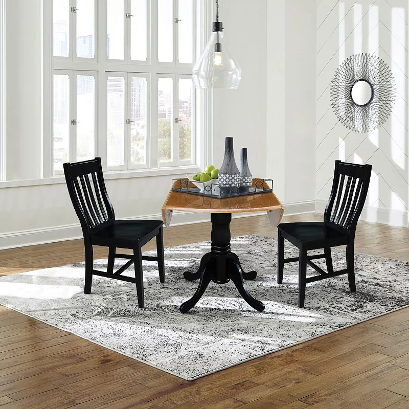 International Concepts Drop Leaf Table and Slat Chair 3-piece Set