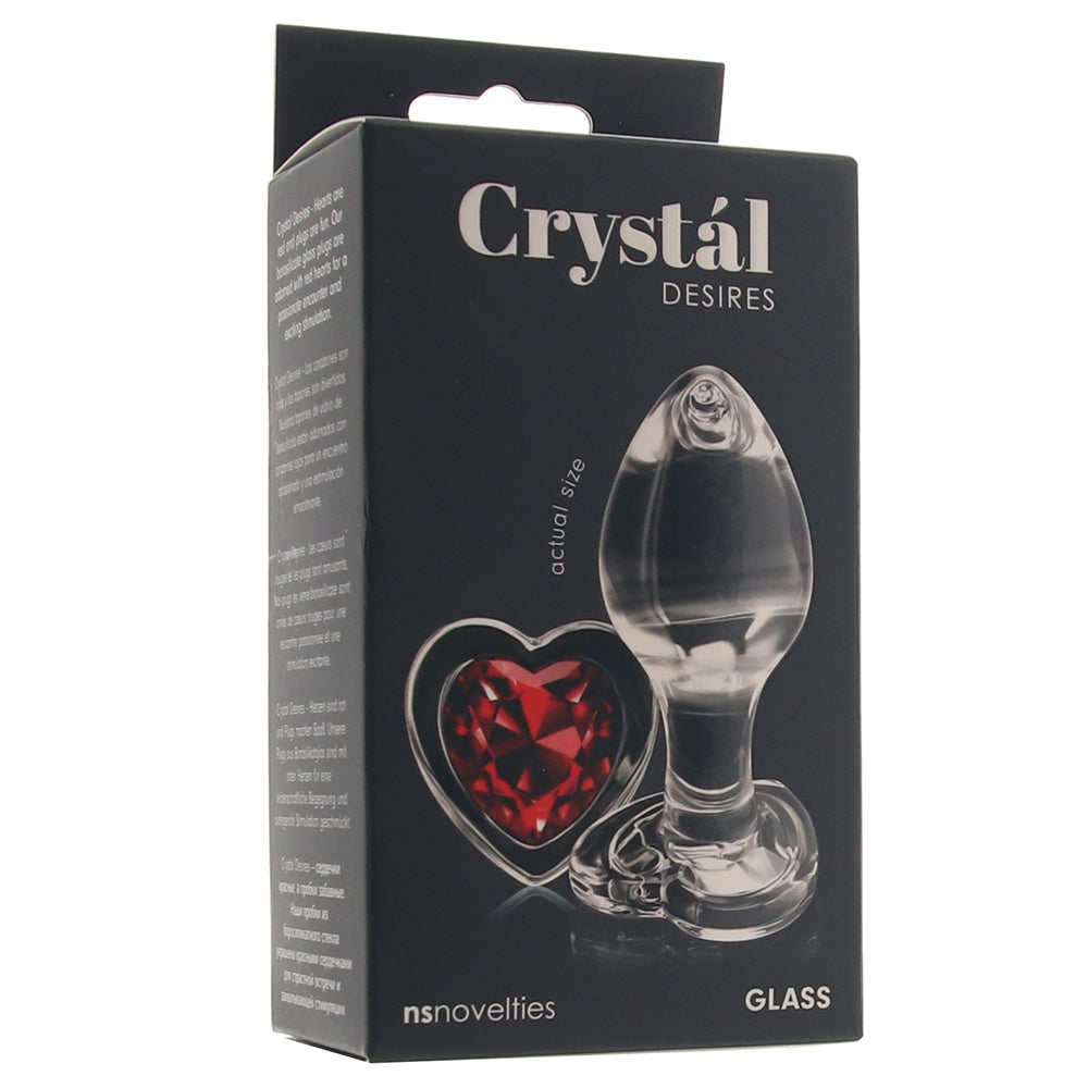 Crystal Desires Red Heart Glass Plug in Medium