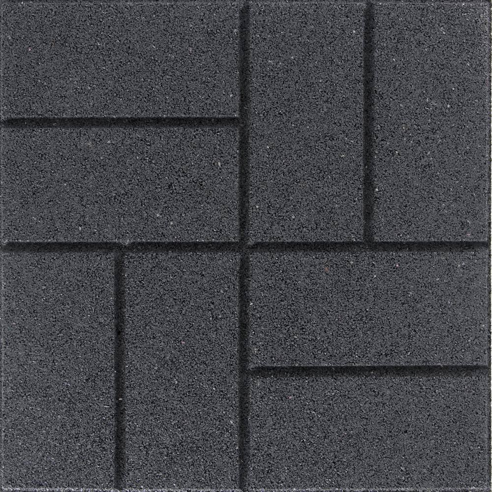 Envirotile Reversible 16 in. x 16 in. x 0.75 in. Grey Brick FaceFlat Profile Rubber Paver MT5001608CM