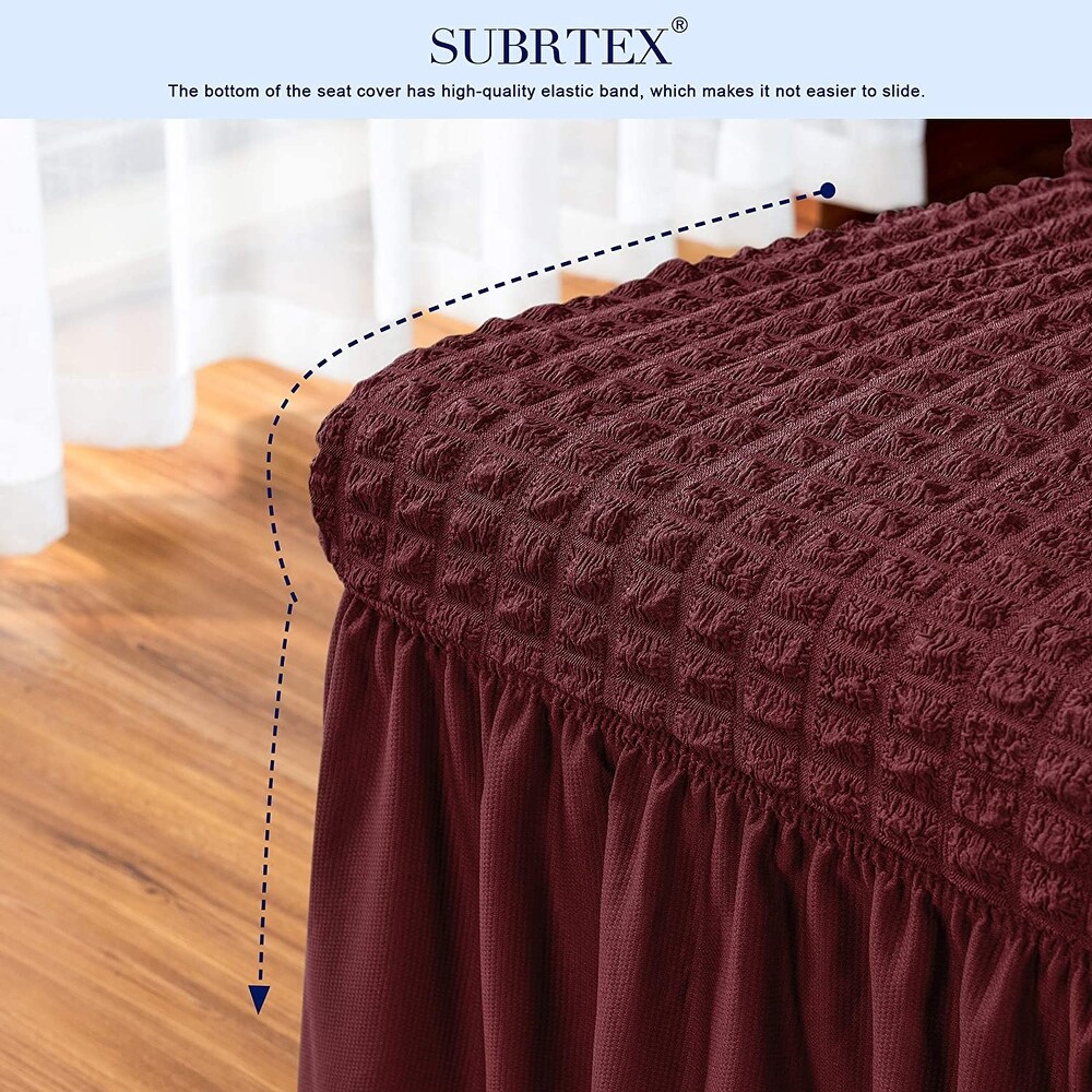 Subrtex Set of 2 Stretch Dining Chair Cover Ruffle Skirt Slipcovers