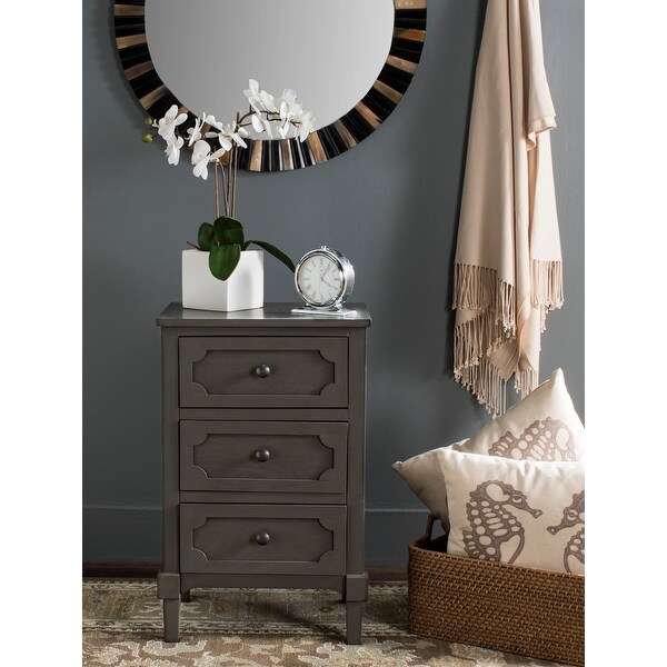 SAFAVIEH Rosaleen Grey 3-Drawer Storage Side Chest - 16.9