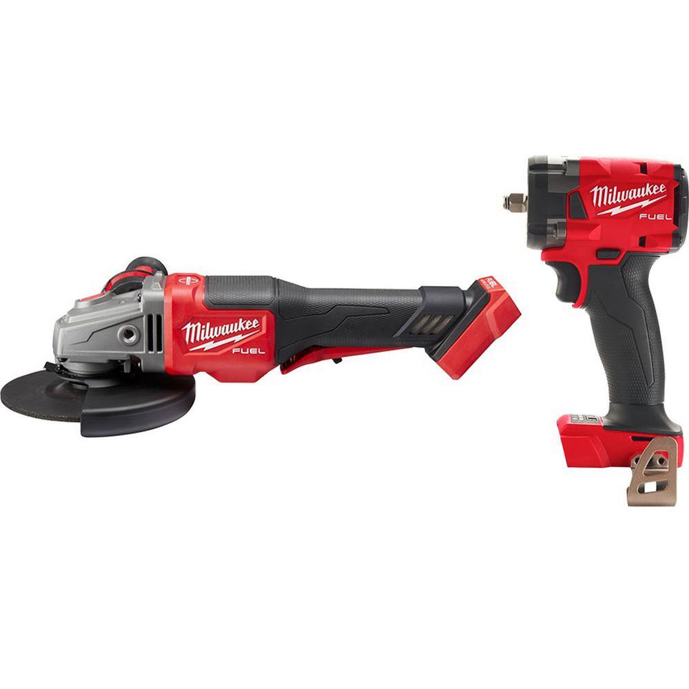 MW M18 FUEL 18-Volt Li-Ion Brushless Cordless 4-12 in.6 in. Braking Grinder wPaddle Switch with 38 in. Impact Wrench 2980-20-2854-20