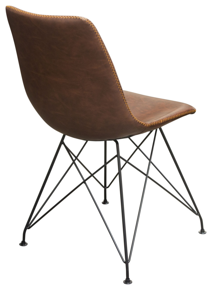 Theo Set of 4 Dining Chairs  Chocolate Leatherette With Black Metal Base   Midcentury   Dining Chairs   by Kolibri Decor  Houzz