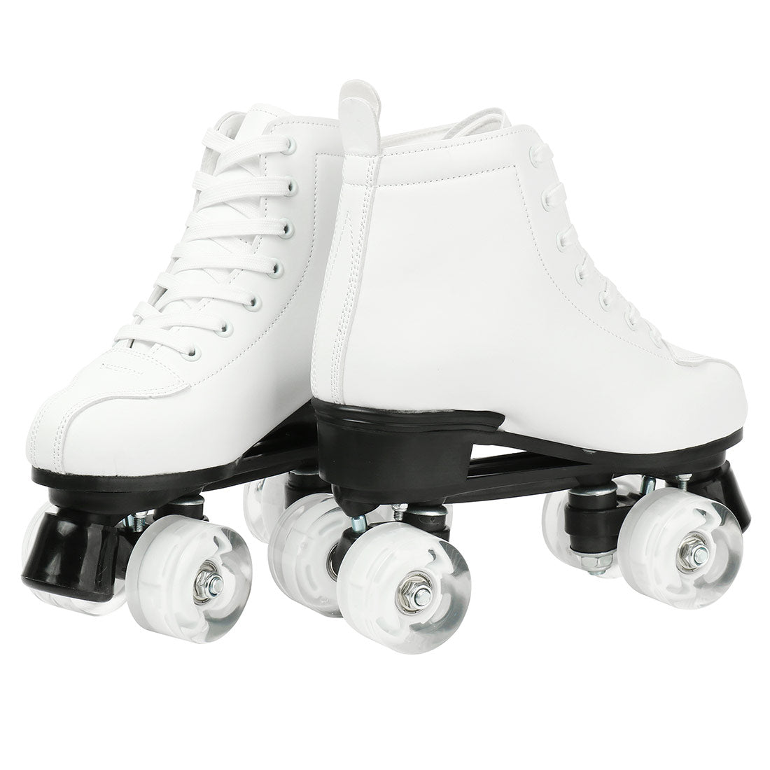 Adult Roller Skates For Women Men High Top Double-Row Roller Skates Soft Leather with a Shoes Bag with Shiny Wheels Shoes，White，6