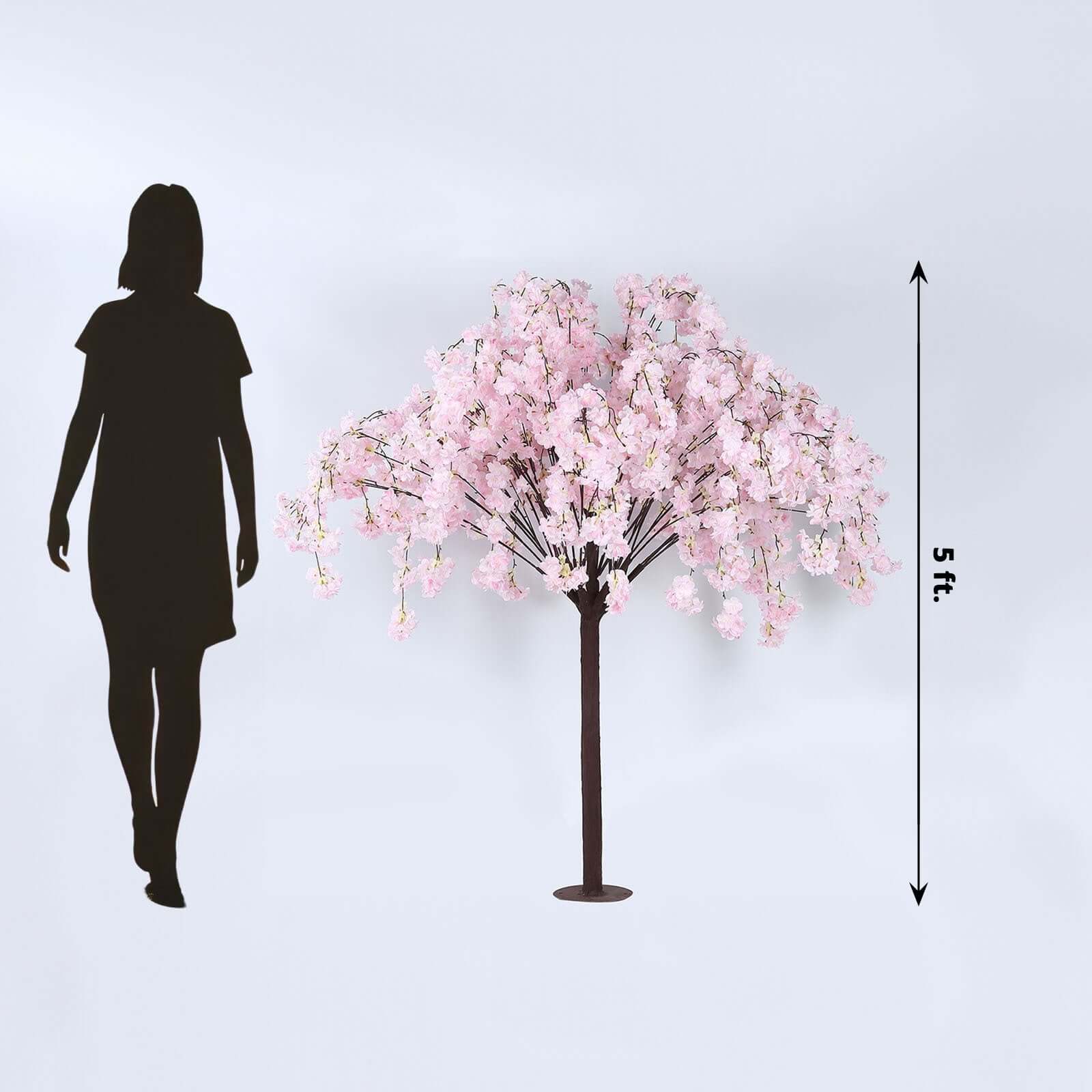 Blush Artificial Cherry Blossom Tree With Detachable Metal Base, Silk Sakura Flowers Wishing Tree Wedding Decor - 5ft