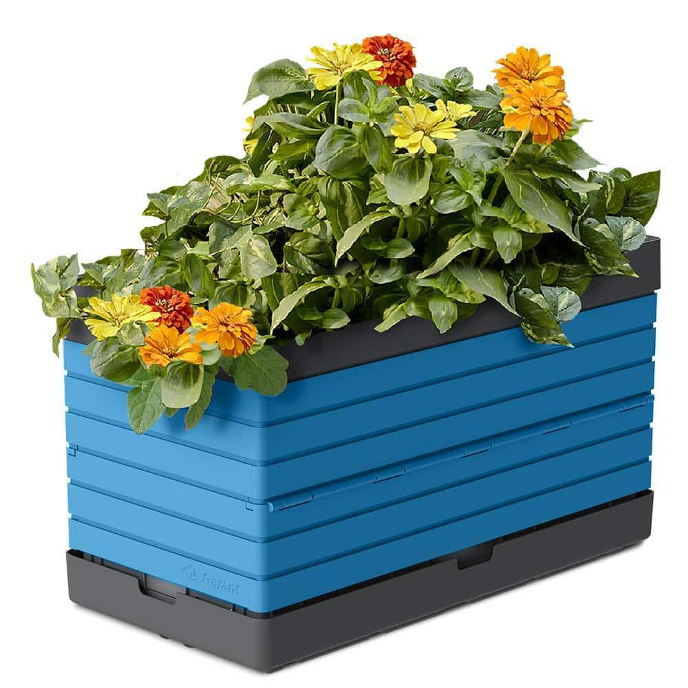 Southern Patio FlexSpace 22 in. x 11 in. x 13 in. Seabreeze Blue Resin Modular Raised Garden Bed HDR-090410