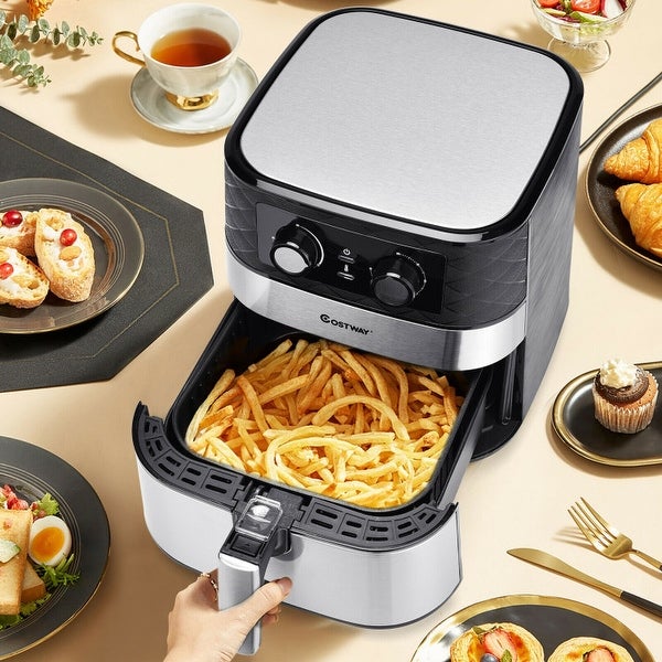 1700W 5.3 QT Electric Hot Air Fryer with Stainless steel and Non-Stick Fry Basket-Black - 12